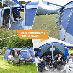 Skandika Montana 8 Tent – Tunneltenten – 8 Persoons Tent – Campingtent – 200 Cm Stahoogte – 2-4 Slaapcabines - Muggengaas – Familietent – 4 Ingangen – 700 X 310 X 200 Cm (L X B X H) - 5000 Mm Waterkolom – Outdoor, Camping – Kamperen – Blauw -Outdoor Camping Shop 1200x1200 963