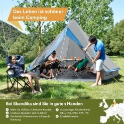 Skandika Tipii II Tent – Tipi-tenten – Teepee – 8 Persoons Campingtent – Muggengaas – 250 Cm Stahoogte – Uitneembare Tentvloer – 3000 Mm Waterkolom – Indische Tent, Partytent, Festivaltent – Outdoor, Camping, Tuin – Kamperen – Grijs/turquoise -Outdoor Camping Shop 1200x1200 986