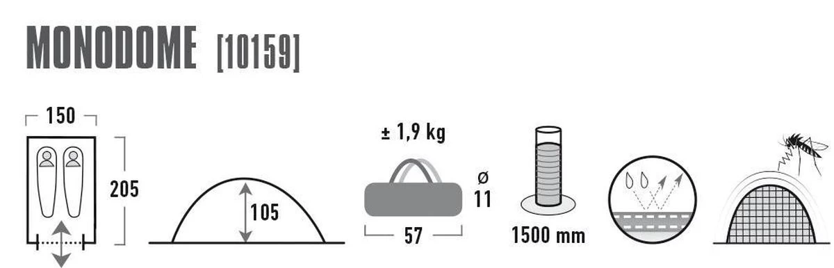 High Peak Monodome Pu Koepeltent - Blauw - 2 Persoons 9 High Peak Monodome Pu Koepeltent - Blauw - 2 Persoons - Afbeelding 7