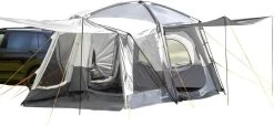 Skandika Pitea XL CROSS Tent – Koepeltenten - Autotent – Campingtent Voor SUV, Caddy, Auto, CUV - Voor Max. 4 Personen – Vrijstaand – Met/zonder Slaapcabine – Max. Stahoogte 230 Cm – 3000mm Waterkolom - 475 X 290 X 230 Cm (LxBxH) – Kamperen - Grijs