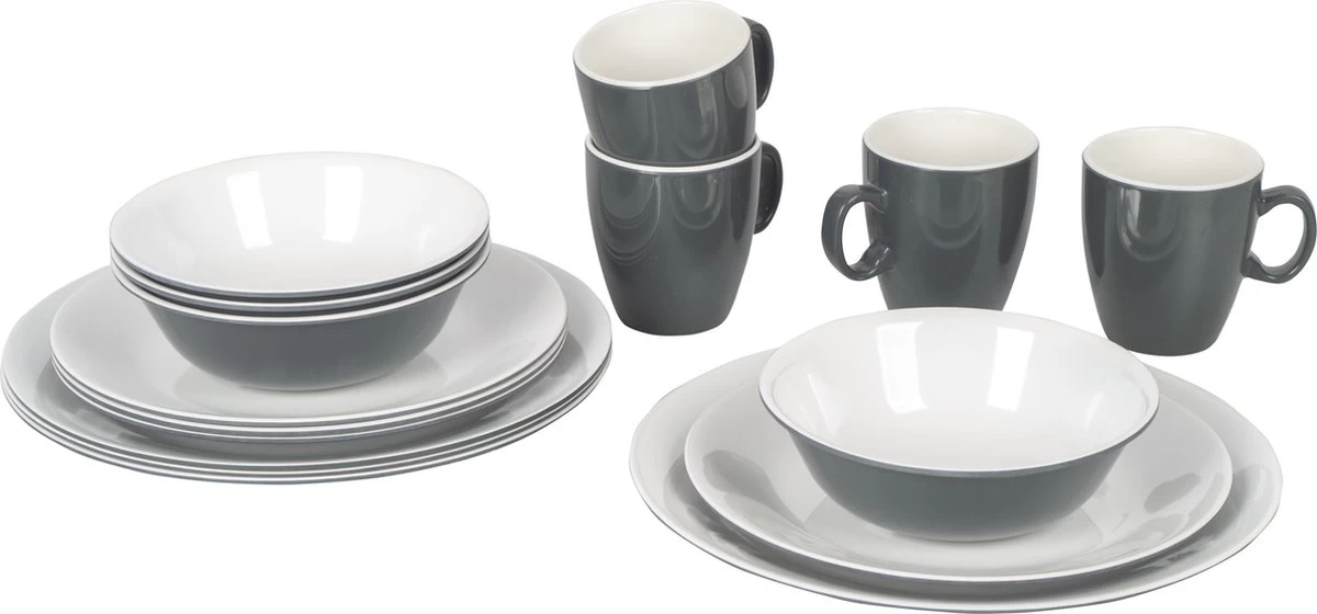 Bo-Camp Servies - Campingbord - 100% Melamine - 16-delig - Grijs 3 Bo-Camp Servies - Campingbord - 100% Melamine - 16-delig - Grijs