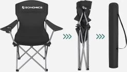 MIRA Home - Campingstoel Set Van 2 Inklapbaar - Klapstoel Met Robuust Frame - Met Flessenhouder - 76 X 51.5 X 95.5 Cm - Zwart -Outdoor Camping Shop 1200x678