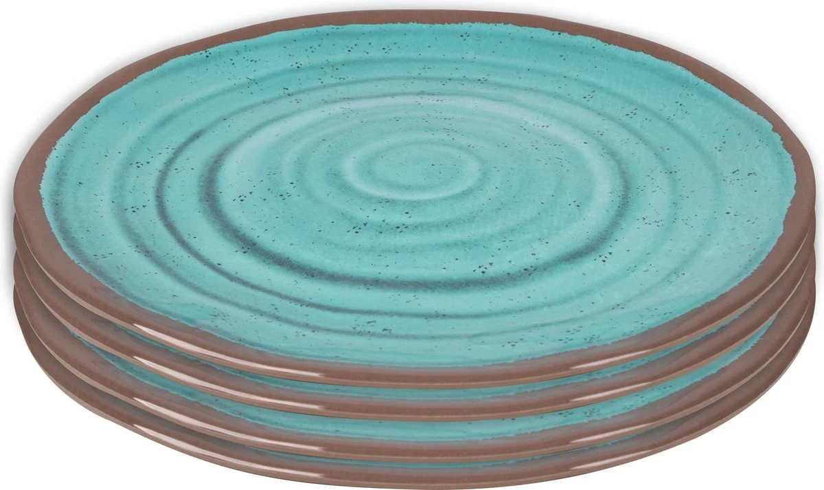 Bo-Camp Ontbijtbord - Halo - 100% Melamine - 4 Stuks - Aqua 3 Bo-Camp Ontbijtbord - Halo - 100% Melamine - 4 Stuks - Aqua