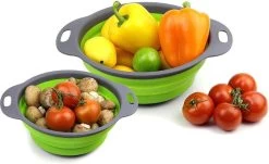 Buxibo - 3-Delige Keuken Vergiet Set Inklapbaar Groen/Grijs -Outdoor Camping Shop 1200x736