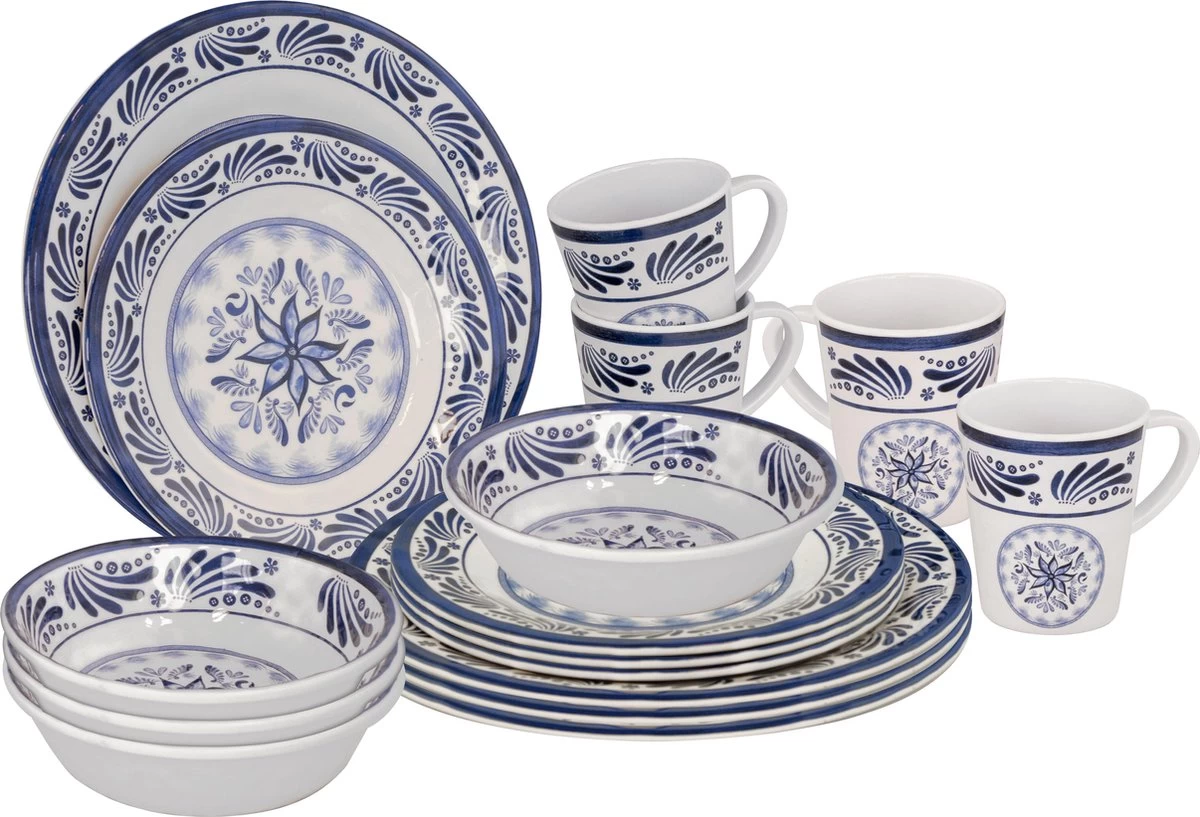 Bo-Camp - Servies - Campingbord - 16-Delig - Old Dutch - Blauw Servies 3 Bo-Camp - Servies - Campingbord - 16-Delig - Old Dutch - Blauw Servies