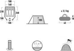 High Peak Lichtgewicht Tunneltent Kite 3 LW, Trekking Tent 3 Personen, 3,1 Kg, Aluminium Stokken, 3000 Mm Waterdicht, Extra Lang 230 Cm -Outdoor Camping Shop 1200x833 3
