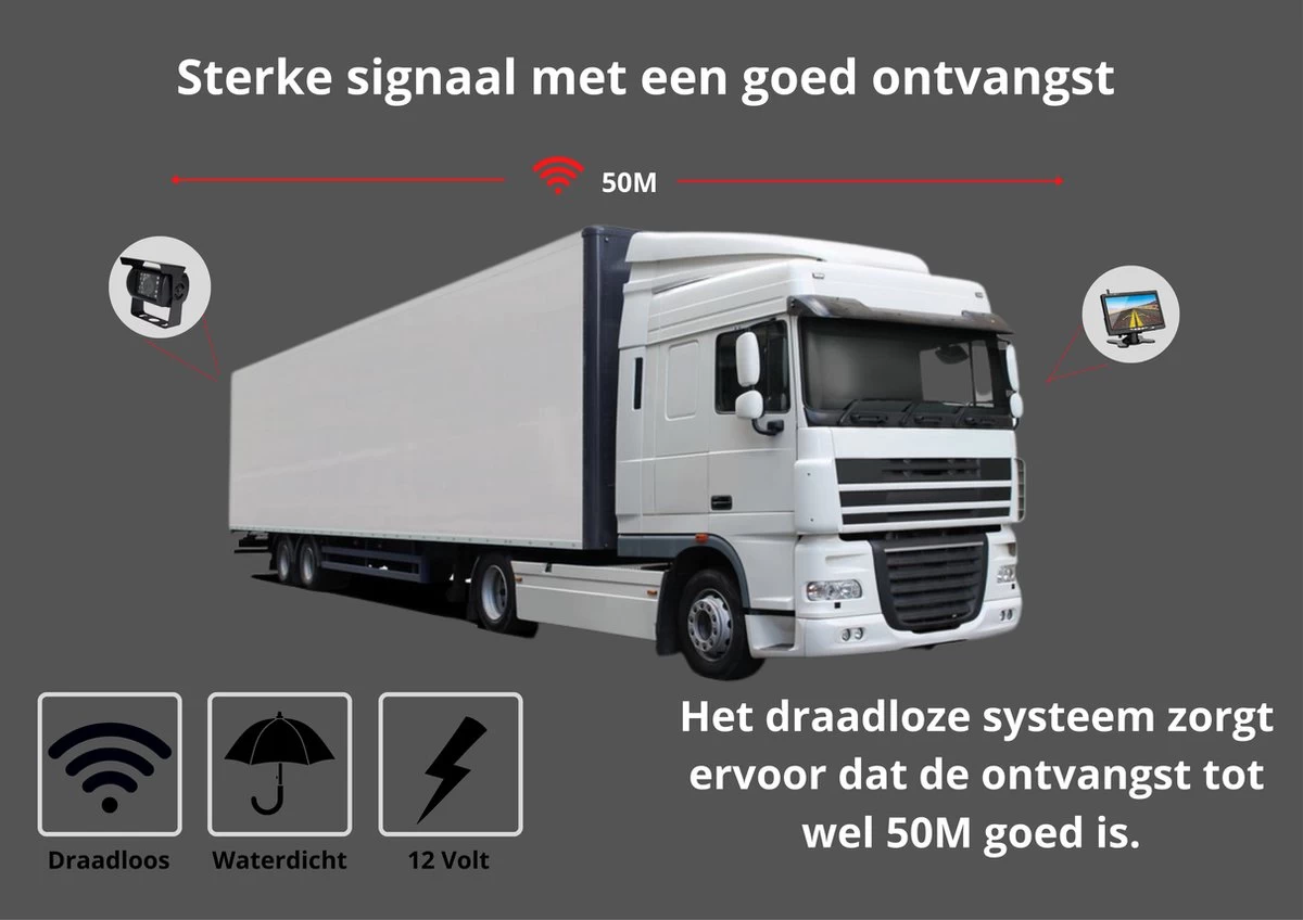 SightStrong Draadloze Achteruitrijcamera - 7” Scherm - Nachtzicht 18LED 15m 5 SightStrong Draadloze Achteruitrijcamera - 7” Scherm - Nachtzicht 18LED 15m - Afbeelding 3