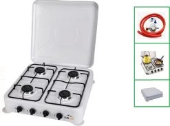 SMH LINE® Gas Kooktoestel 4 Pits - Camping Kooktoestel - Gaskomfoor - Incl. Gasslang Set