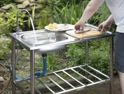 Camping/Outdoor Inox Tafel Met Gootsteen Lavabo En Kraan 100x77x50cm -Outdoor Camping Shop 1200x909