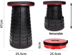 Kampeerkruk - Uitschuifbare Kruk - Rood/Zwart- Tot 120 Kg - Travel Stool - Opvouwbare Campingkruk - Inklapbaar Krukje - Telescopische Kruk - Camping - Outdoor -Outdoor Camping Shop 1200x910
