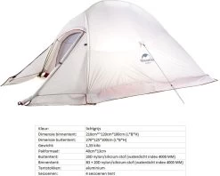 Cloud Up 2 Upgraded - 4 Seizoenen - Naturehike® - Tent 2 Persoons - Lichtgewicht Tent - Incl. Gratis Grondzeil - 20D 4000MM - Waterdicht - Winter & Sneeuw -Outdoor Camping Shop 1200x961 4