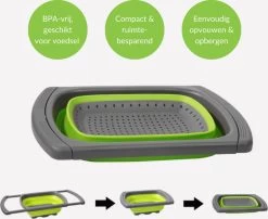 Buxibo - 3-Delige Keuken Vergiet Set Inklapbaar Groen/Grijs -Outdoor Camping Shop 1200x979 1