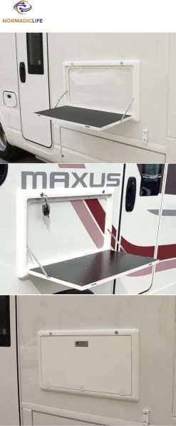 Merkloos NormadicLife® - Outdoor – Opklapbare Tafel - Eettafel – Tafel Voor Buitenkeuken - Caravan – Camper – Picknicktafel - Ingebouwd Ledlicht – Wit -Outdoor Camping Shop 496x1200