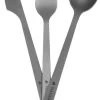 Navaris Campingbestek Van Titanium - Set Met Vork, Mes En Lepel - Bestekset Voor Onderweg En Op Reis - Inclusief Karabijnhaak En Bewaarzakje -Outdoor Camping Shop 687x1200
