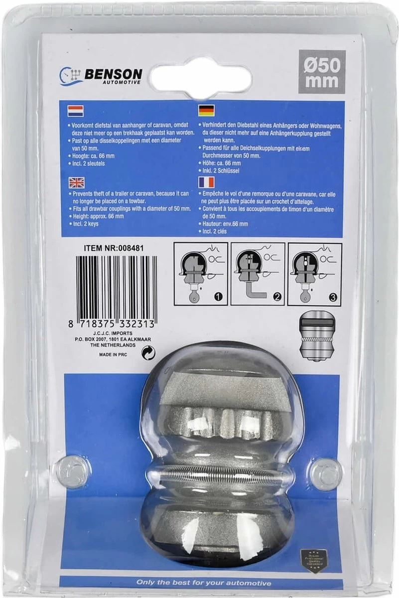 Benson Disselslot - Kogel Model - Geschikt Voor 50mm Ø Disselkoppeling 7 Benson Disselslot - Kogel Model - Geschikt Voor 50mm Ø Disselkoppeling - Afbeelding 5