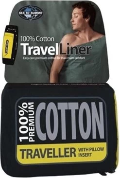 Sea To Summit - Premium Cotton Liner - Lakenzak - Katoen - Oceaan Blauw - Recht Model Lang -Outdoor Camping Shop 810x1200