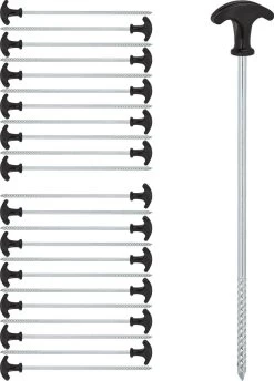 Relaxdays 24x Tentharingen Set - Haringen - Schroefharingen - T-haringen - Grondpennen