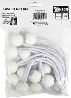 Elastiek Met Bal Wit - 12 Delig - Spanelastiek - 17cm - Benson -Outdoor Camping Shop 878x1200
