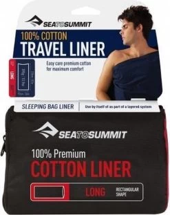 Sea To Summit - Premium Cotton Liner - Lakenzak - Katoen - Oceaan Blauw - Recht Model Lang -Outdoor Camping Shop 952x1200